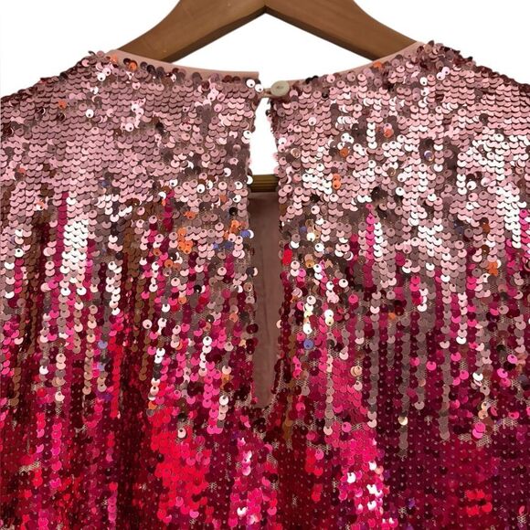 ModCloth Women’s NWT Pink and Purple Ombré Sequin Wide Sleeve Party Event Top - Picture 5 of 9